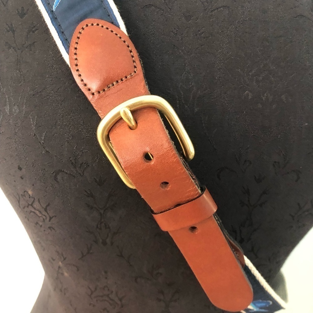 Essex Belt Company Swordfish Ribbon Belt On Canvas With Leather 51” Very Long - Picture 3 of 9